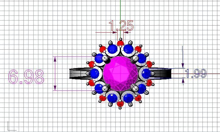 Cluster Diamond Engagement Ring 3D Model 3D print model_10
