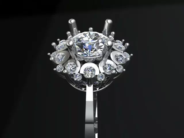 Cluster Diamond Engagement Ring 3D Model 3D print model_0