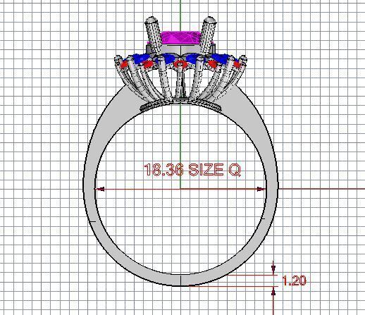 Cluster Diamond Engagement Ring 3D Model 3D print model_9