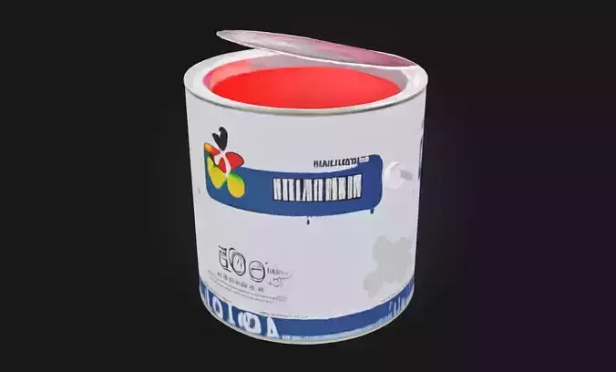 Red Paint Can Realistic Container Model for Workshop