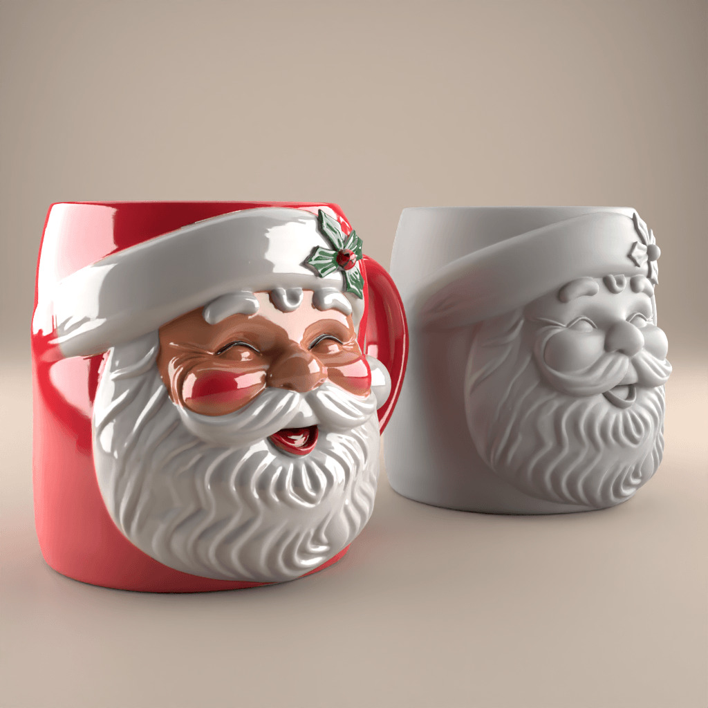 Santa Claus Mug planter urn candy container candle holder 3D print model_1