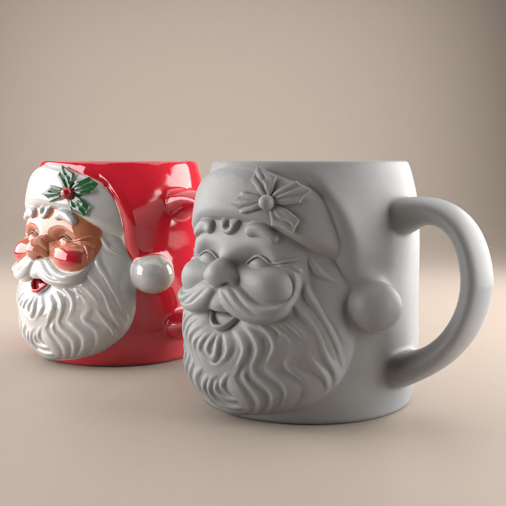 Santa Claus Mug planter urn candy container candle holder 3D print model_2