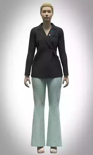womens blazer and wide leg pant rigged model Low-poly 3D model