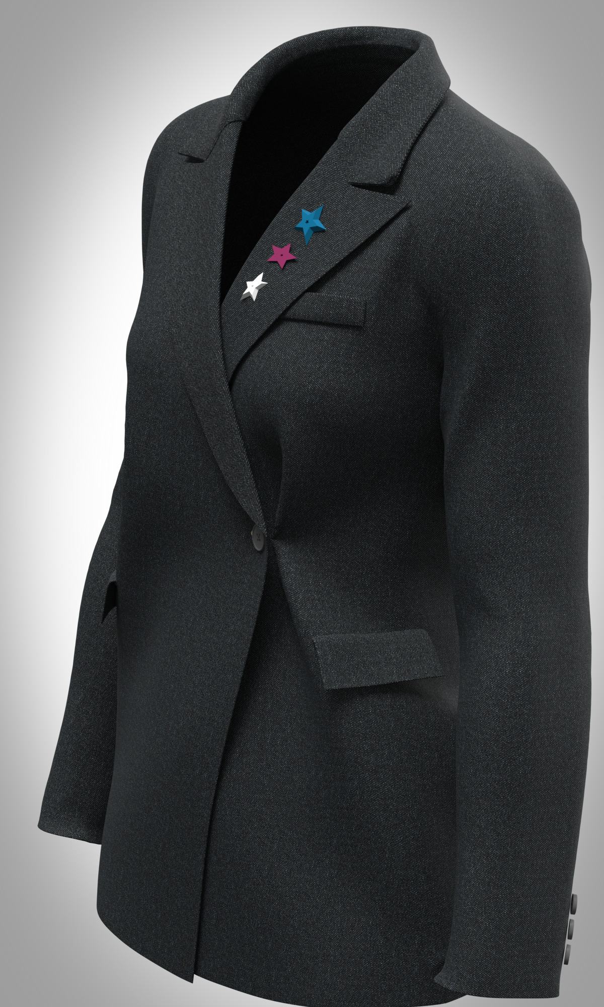 womens blazer and wide leg pant rigged model Low-poly 3D model_4