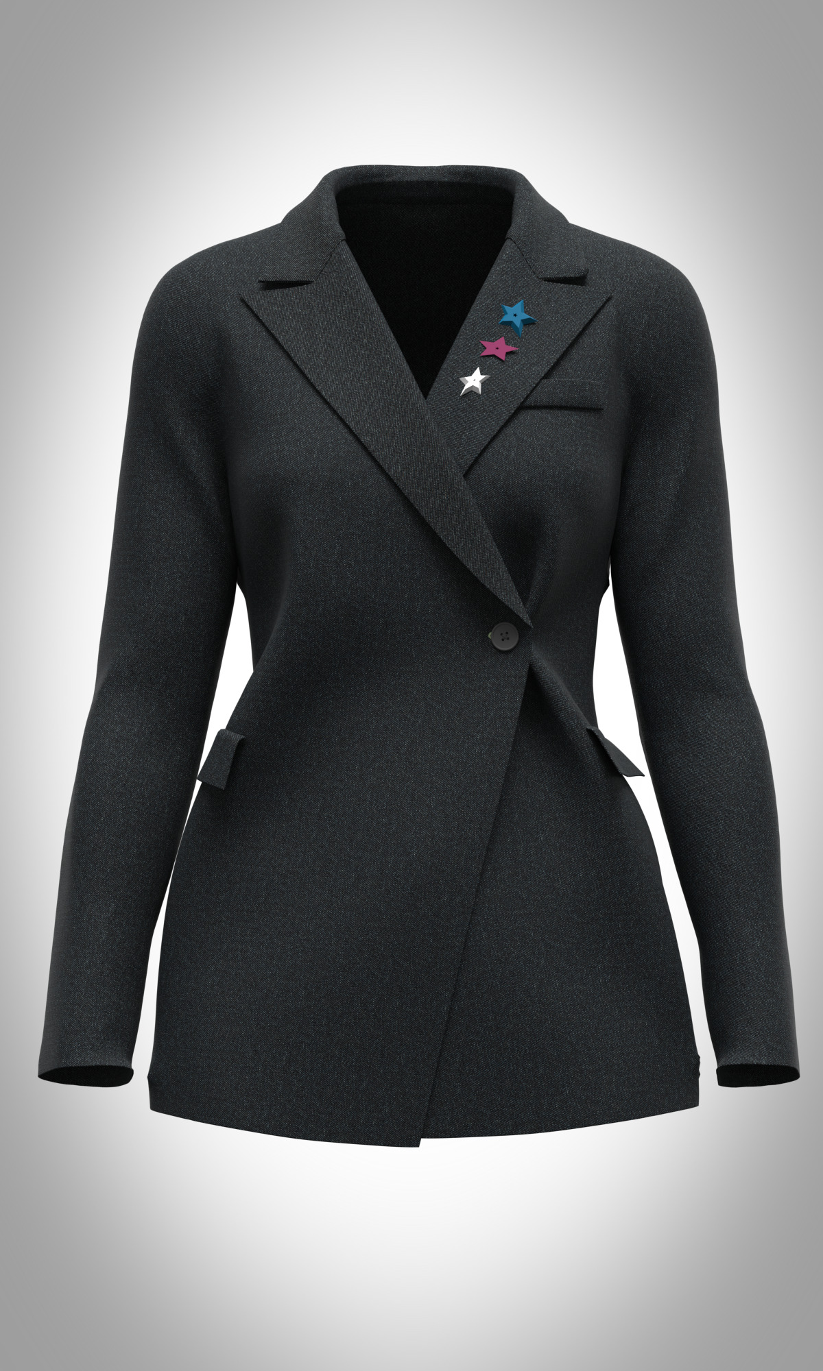 womens blazer and wide leg pant rigged model Low-poly 3D model_3