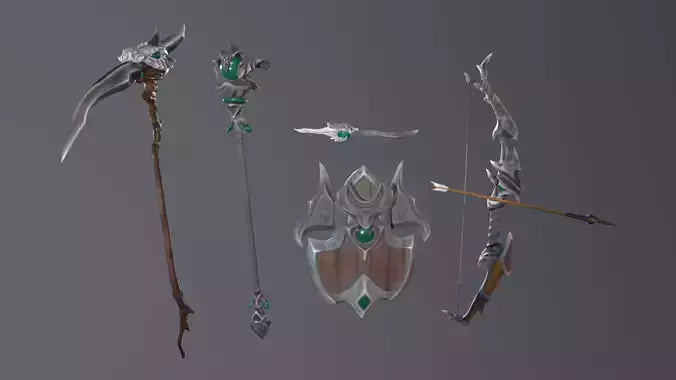 Weapon - Fantasy - 5 Pack Low-poly 3D model