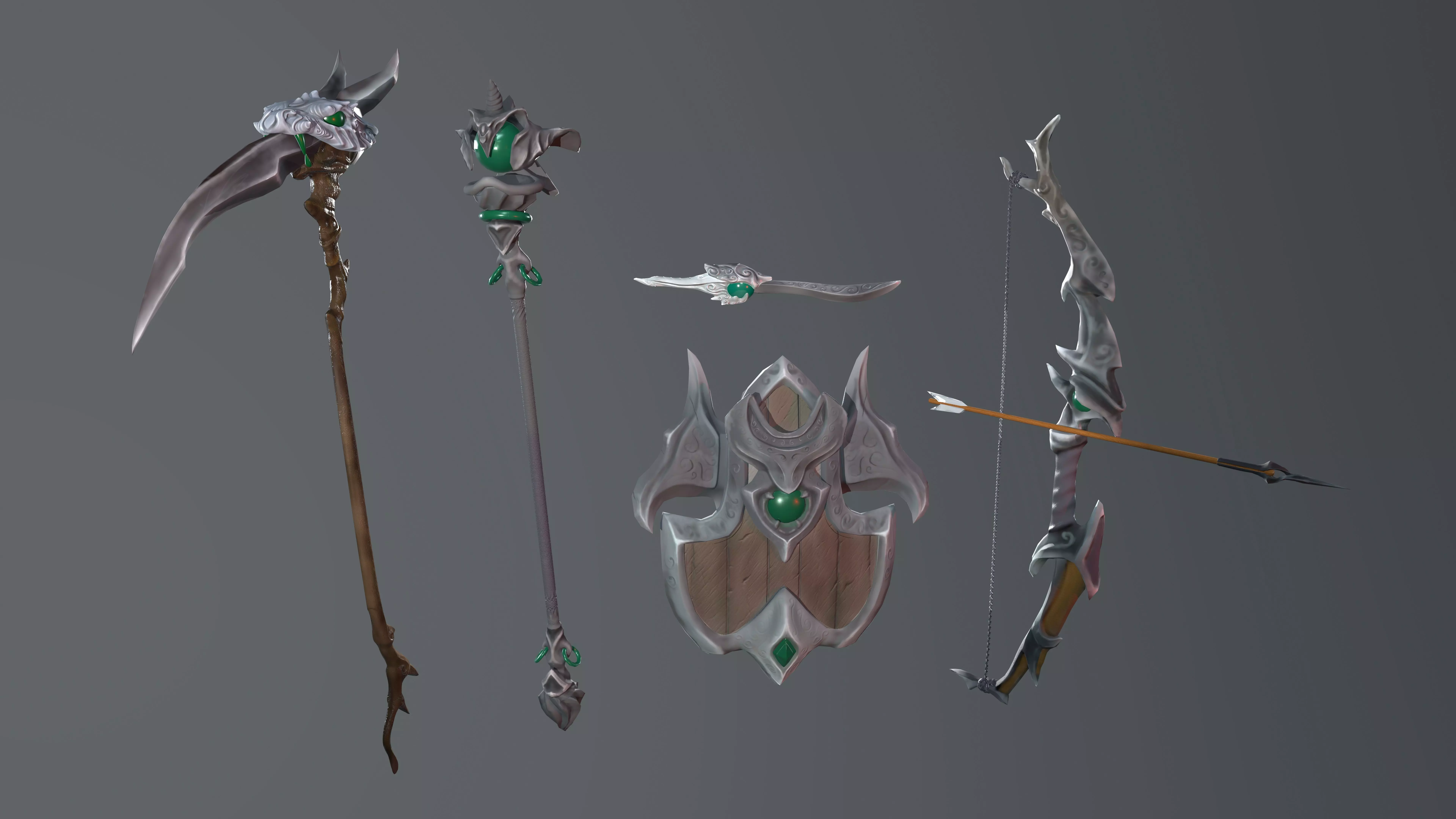 Weapon - Fantasy - 5 Pack Low-poly 3D model_0