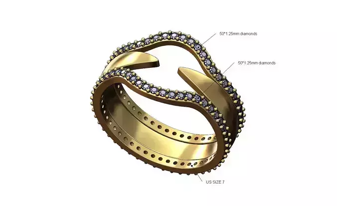 Curved etenity gurads open claw ring Us size 7 3D print model