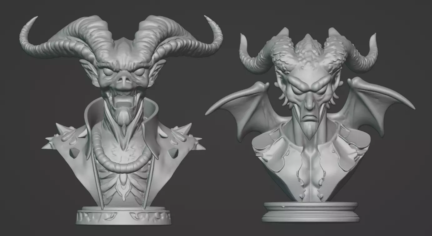 Wyrm-Touched Sorceress Busts 2-in-1 3D print model_0