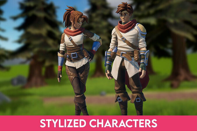 Stylized Fantasy Characters Low-poly 3D model