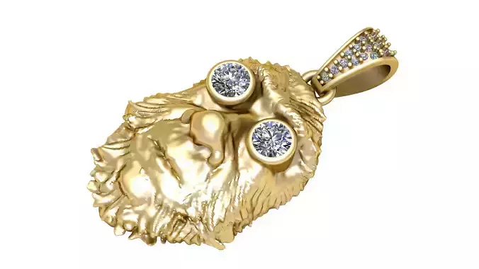 gold ape pendant 3D printable model      