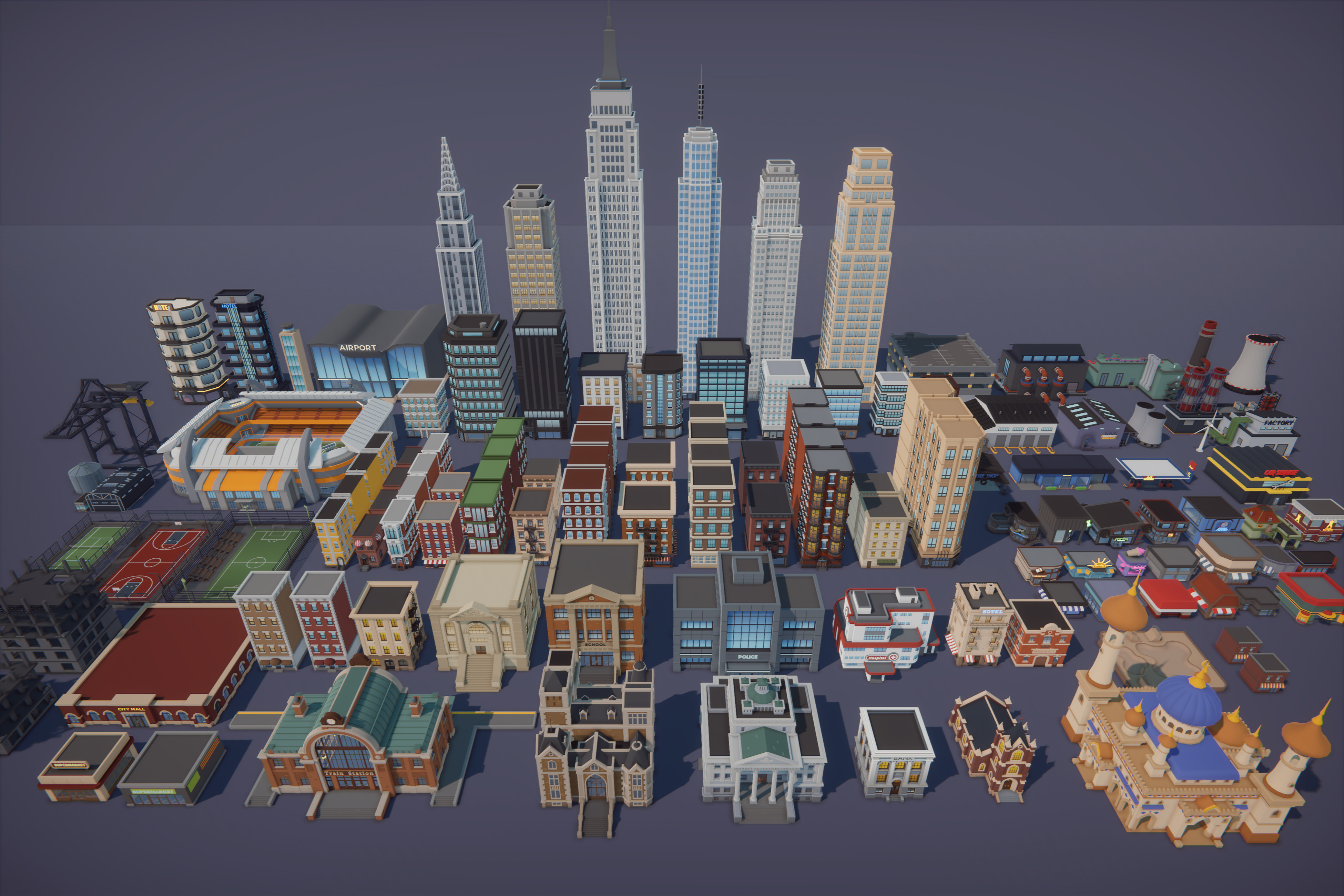 Low Poly Mega City Low-poly 3D model_31