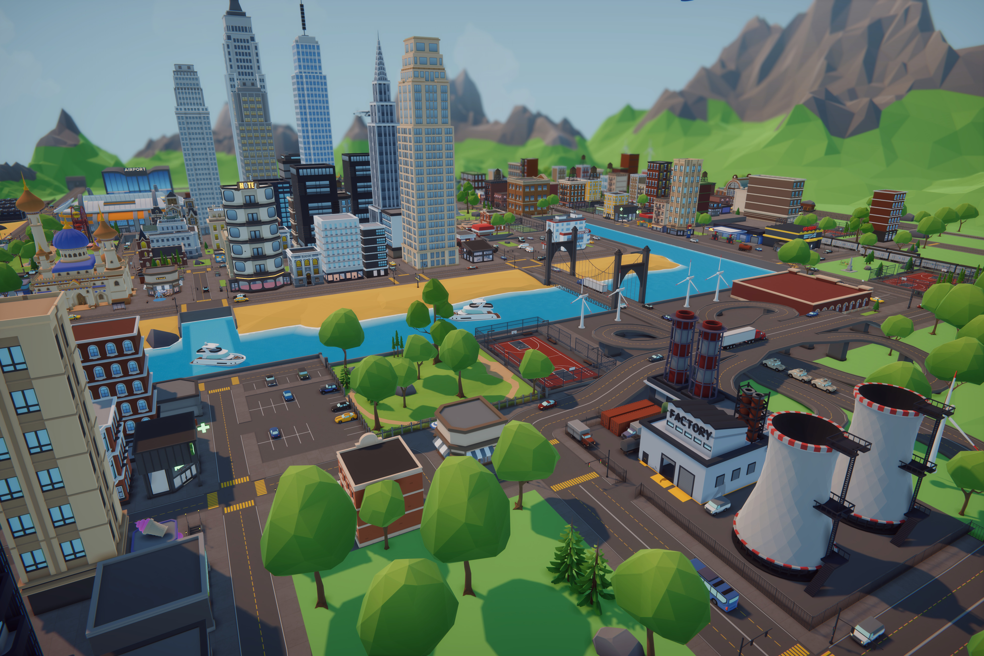 Low Poly Mega City Low-poly 3D model_29