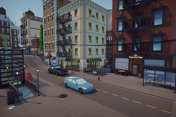 Low Poly Mega City Low-poly 3D model 6