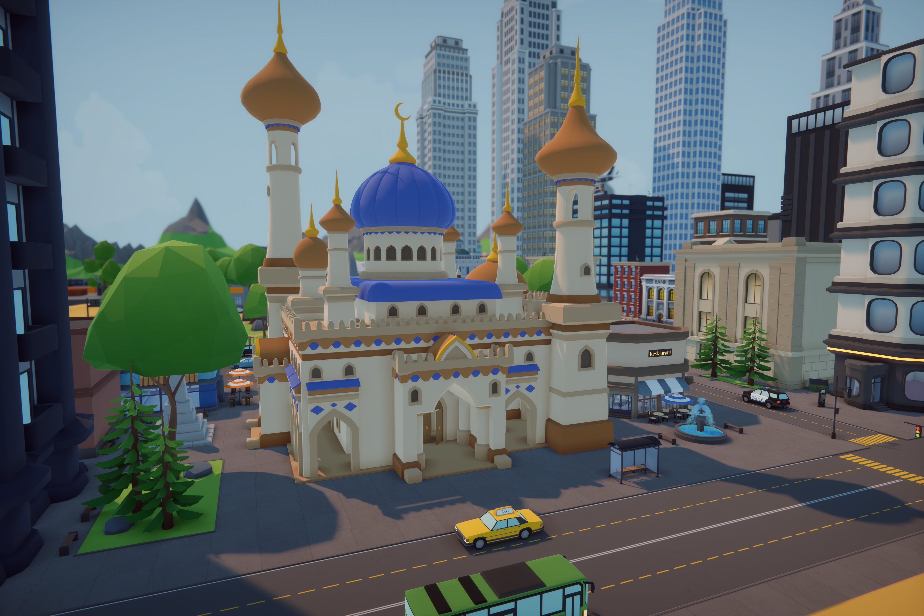 Low Poly Mega City Low-poly 3D model_8