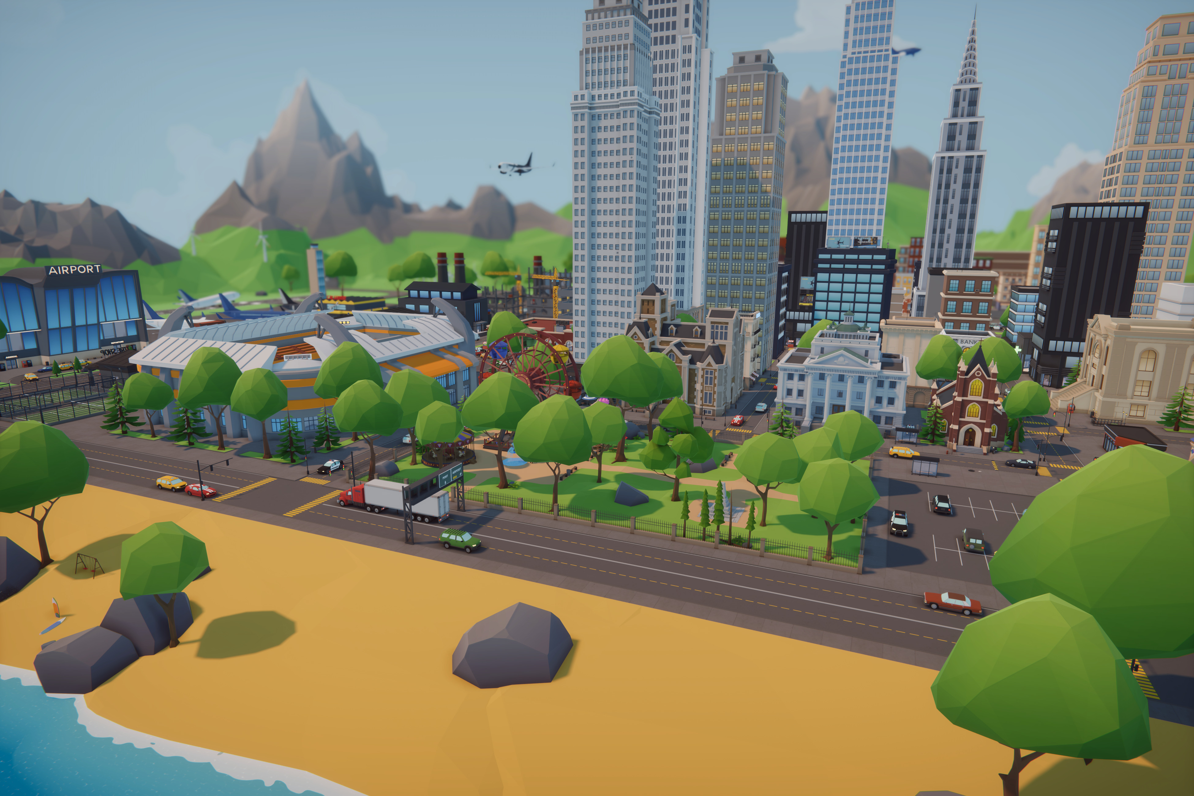 Low Poly Mega City Low-poly 3D model_28