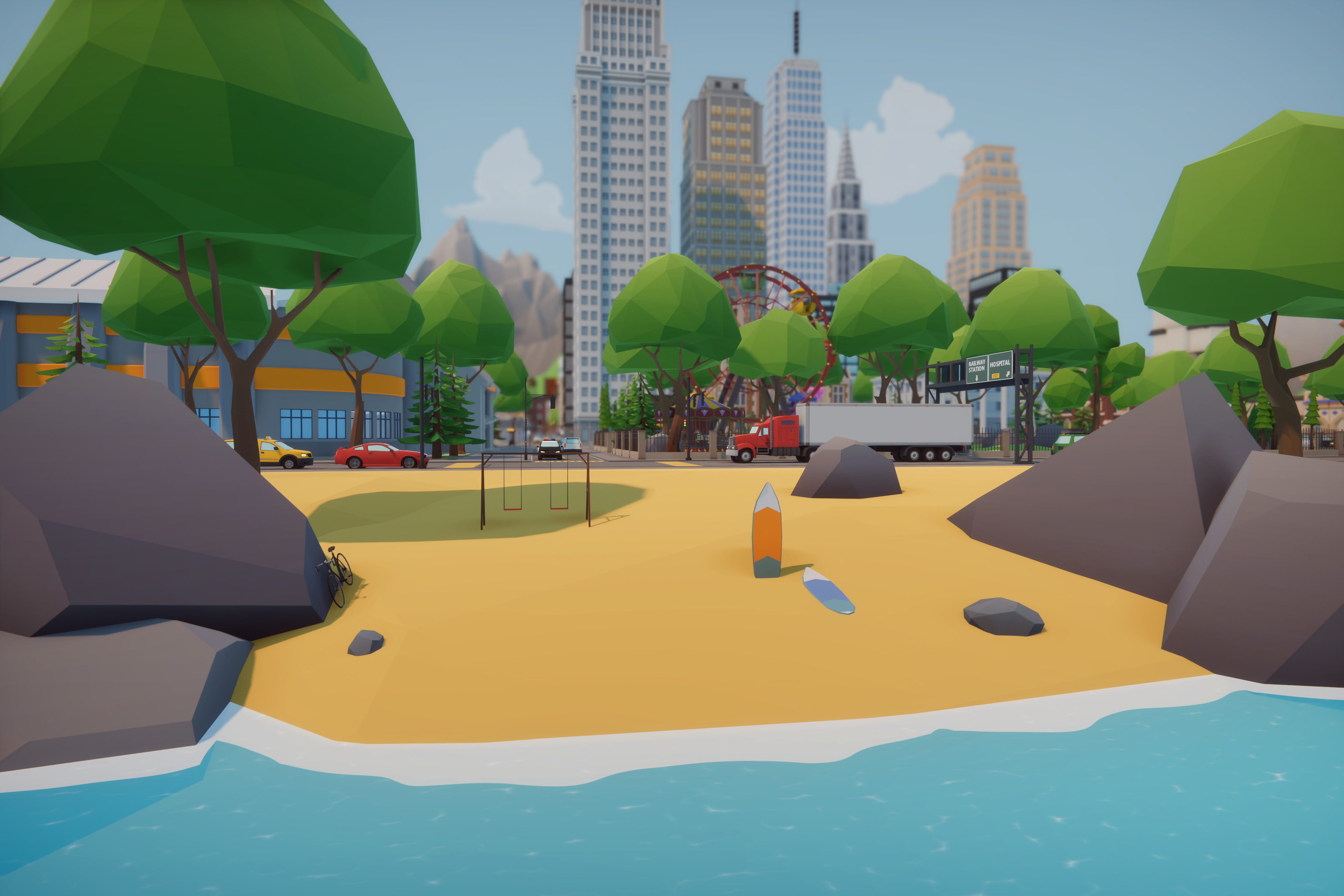 Low Poly Mega City Low-poly 3D model_27