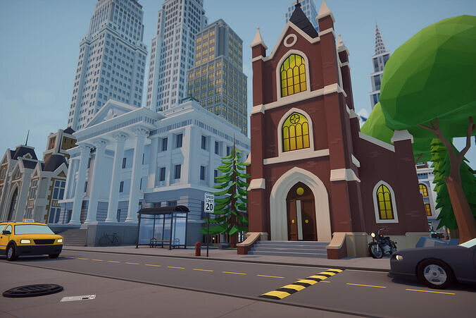 Low Poly Mega City Low-poly 3D model 2