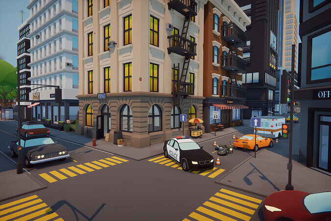 Low Poly Mega City Low-poly 3D model 3