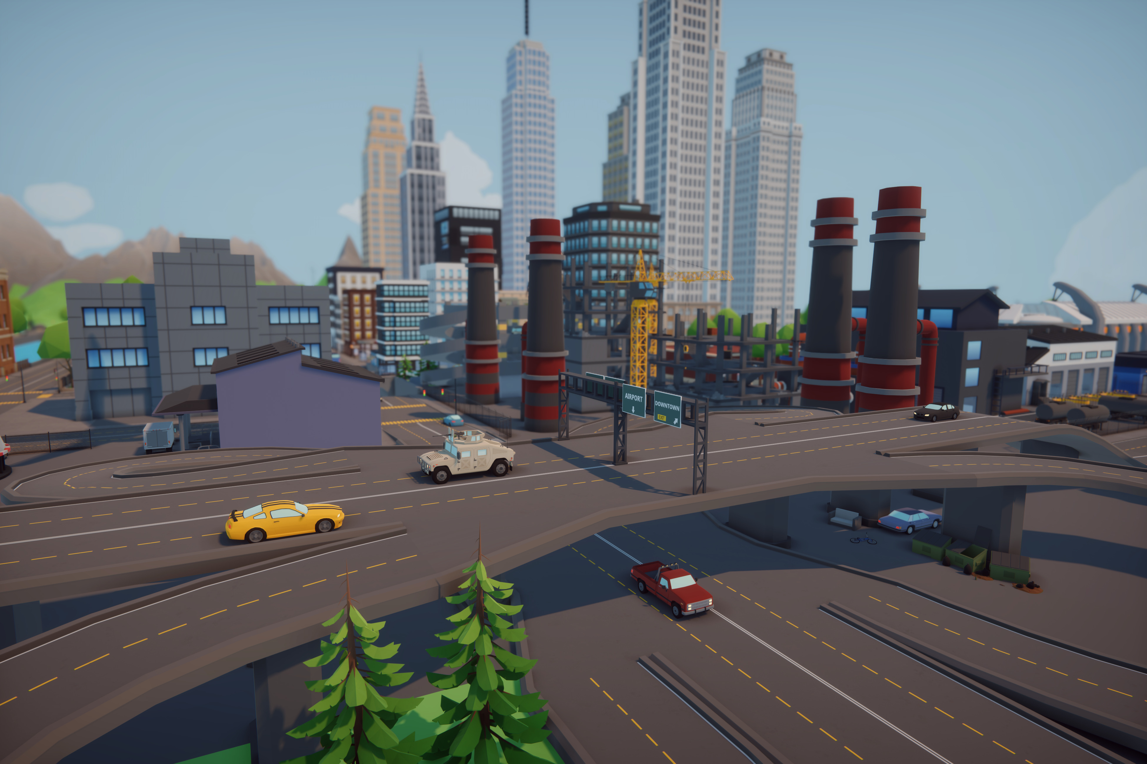 Low Poly Mega City Low-poly 3D model_18