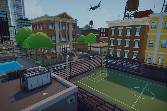 Low Poly Mega City Low-poly 3D model 4