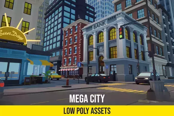 Low Poly Mega City Low-poly 3D model
