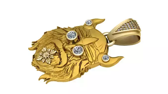 demon face pendant 3D printable model      