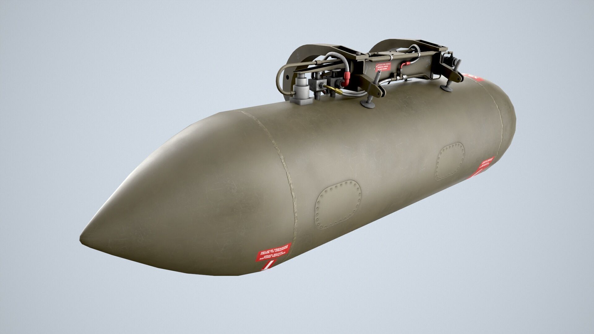 Helicopter External Fuel Tank 450L With Mount Low-poly 3D model_2