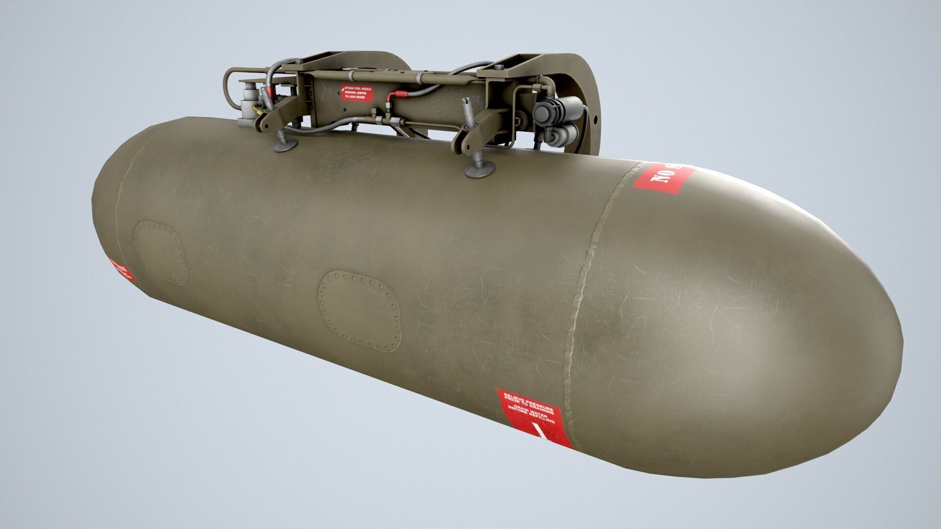 Helicopter External Fuel Tank 450L With Mount Low-poly 3D model_1