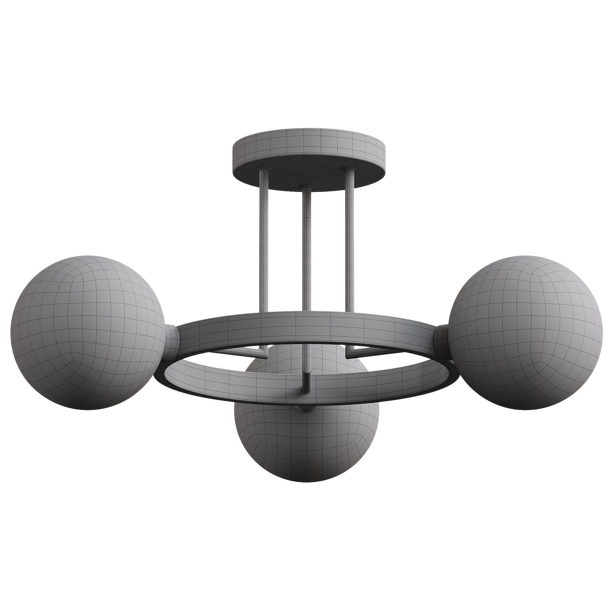 Eveliina 3 Light Glass Semi Flush Mount 3D model_2