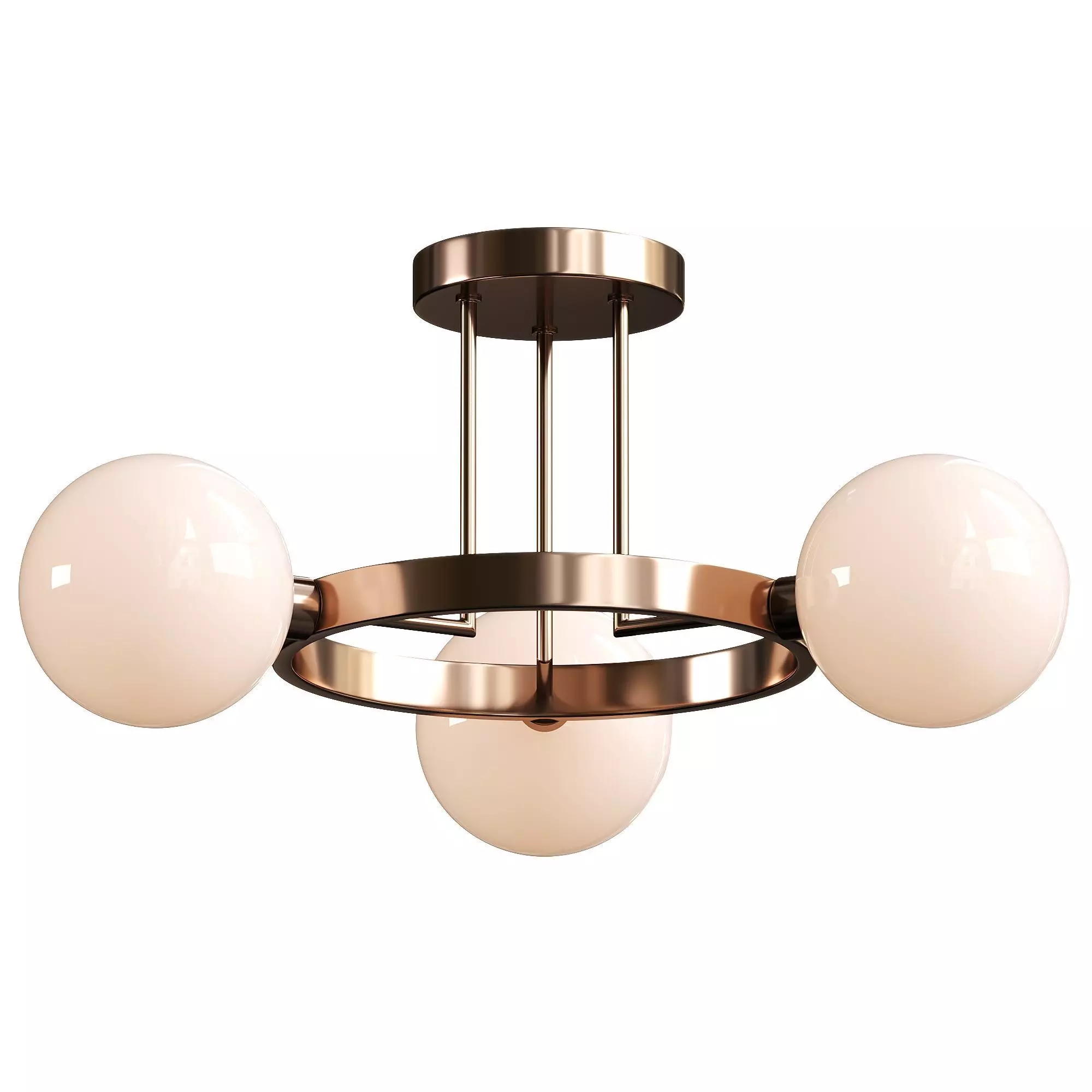 Eveliina 3 Light Glass Semi Flush Mount 3D model_0