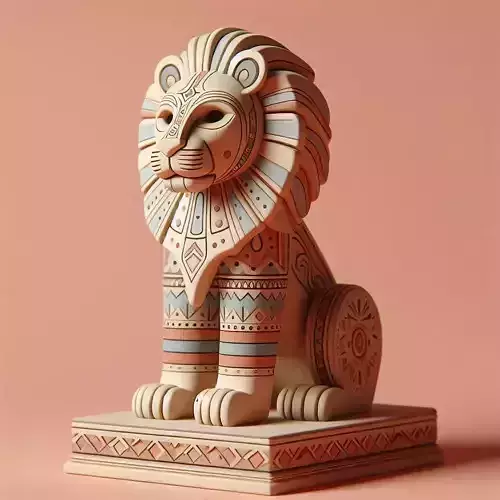 1029Laughing  Lion with Majestic Mane  Full Color Totem