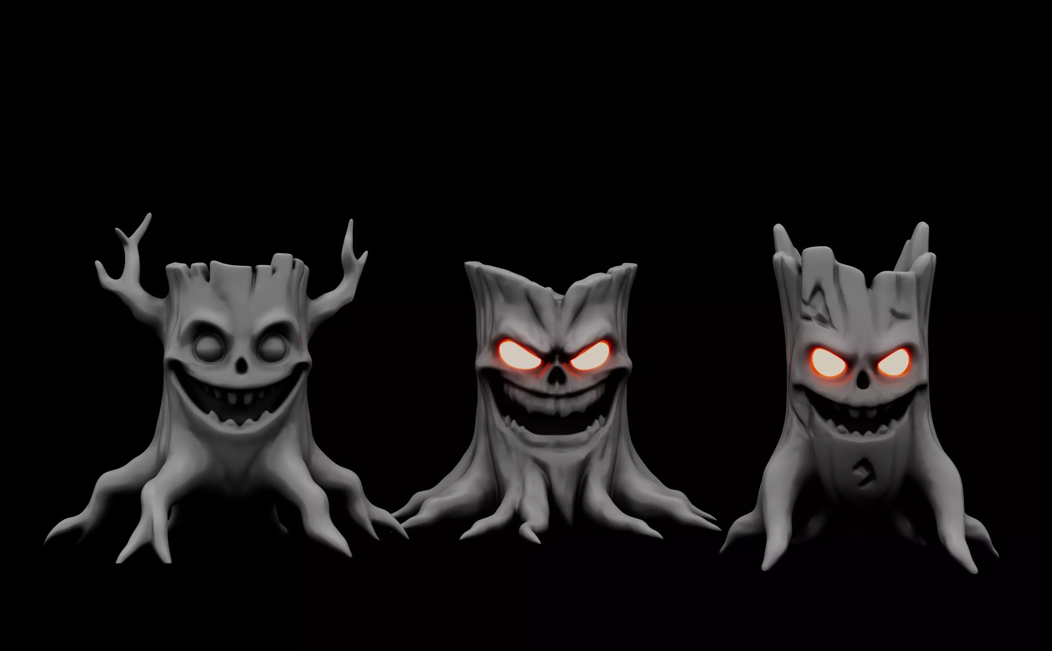 Evil Tree Monster 3D Model Stylized Haunted Forest Creature Low-poly 3D model_0