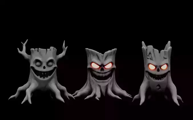Evil Tree Monster 3D Model Stylized Haunted Forest Creature