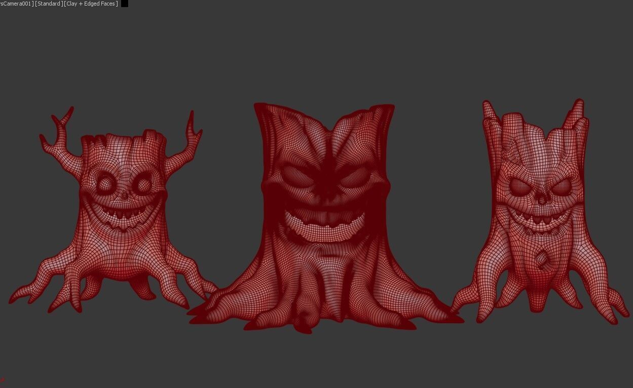 Evil Tree Monster 3D Model Stylized Haunted Forest Creature Low-poly 3D model_7