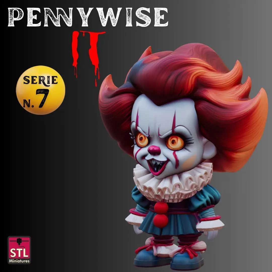 STL File Pennywise Chibi Style IT Horror Clown 3D print model