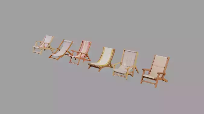 Beach Chairs Collection Low-poly 3D model