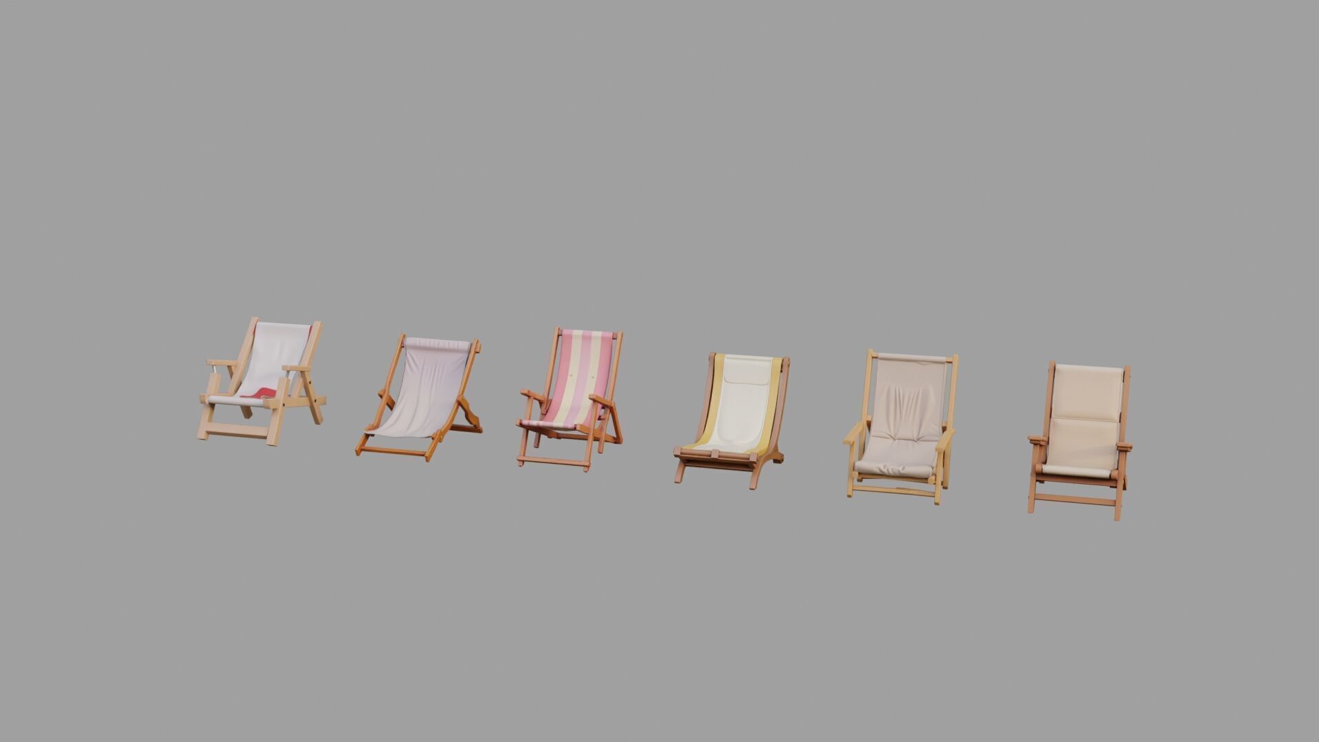 Beach Chairs Collection Low-poly 3D model_4