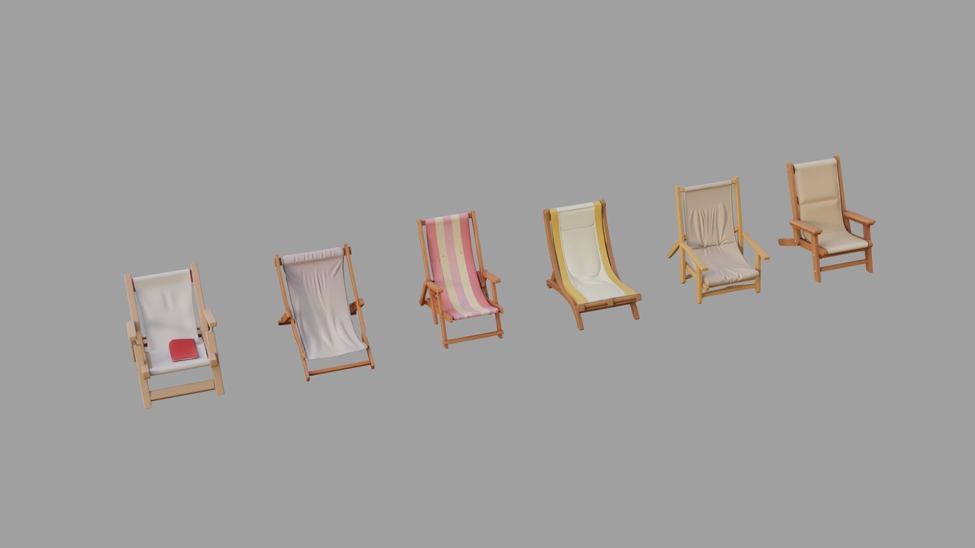 Beach Chairs Collection Low-poly 3D model_2