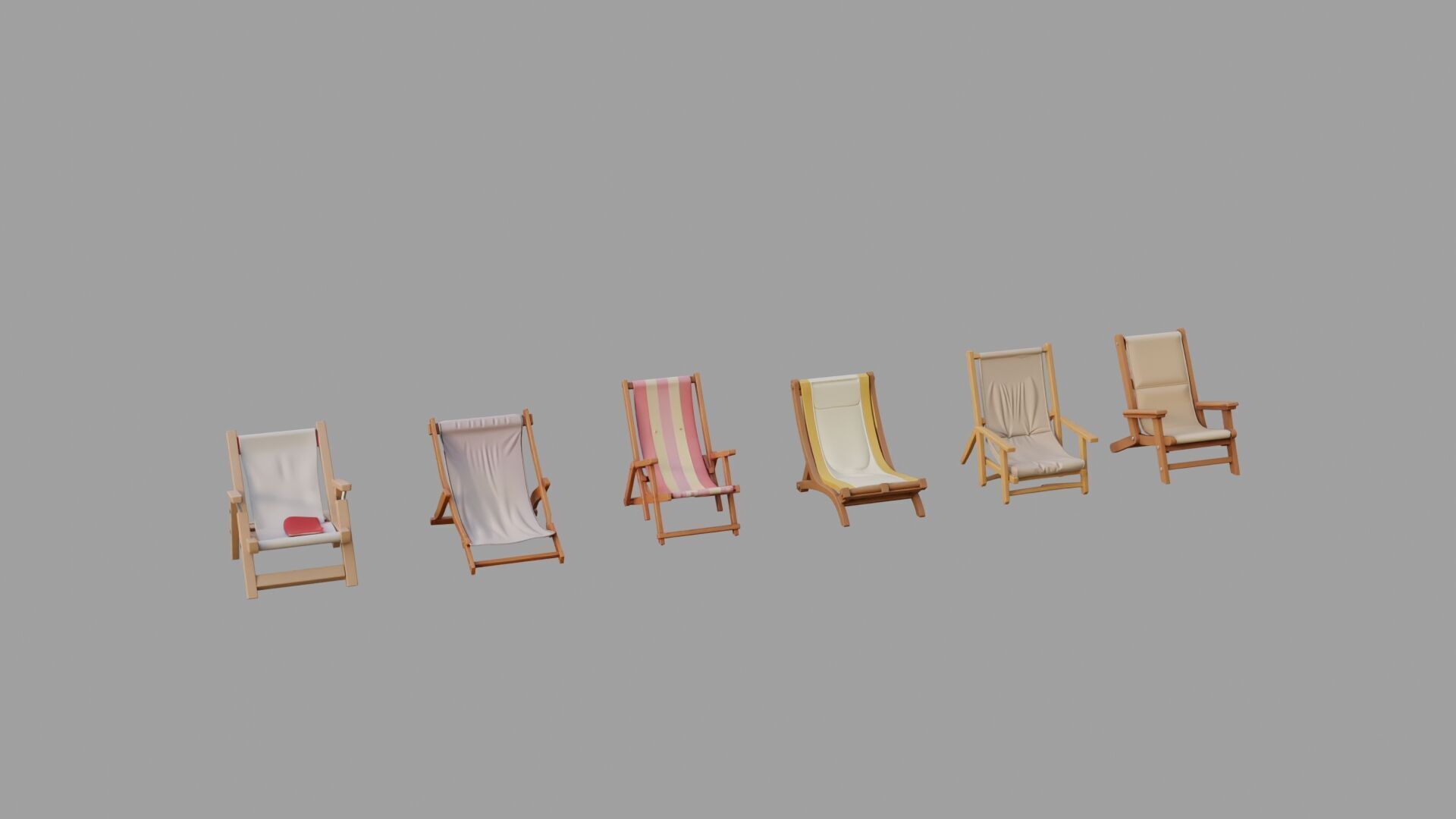Beach Chairs Collection Low-poly 3D model_3