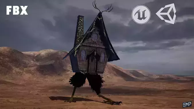 Scary house on chicken legs game character for Horror games