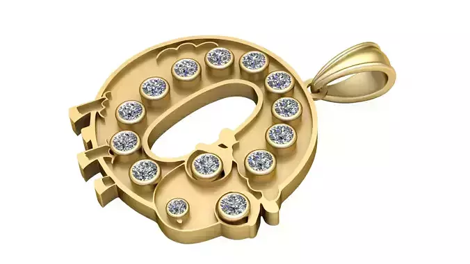 gold initial  pendant 3D printable model      