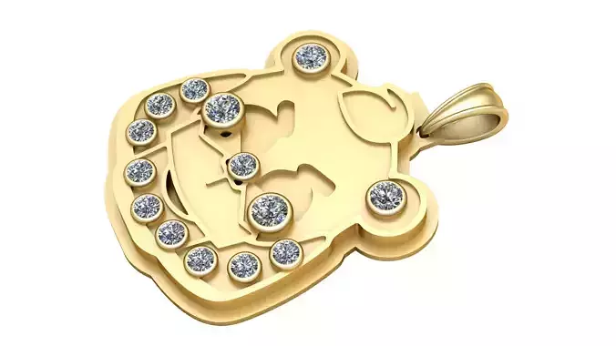   bear face pendant  3D printable model      