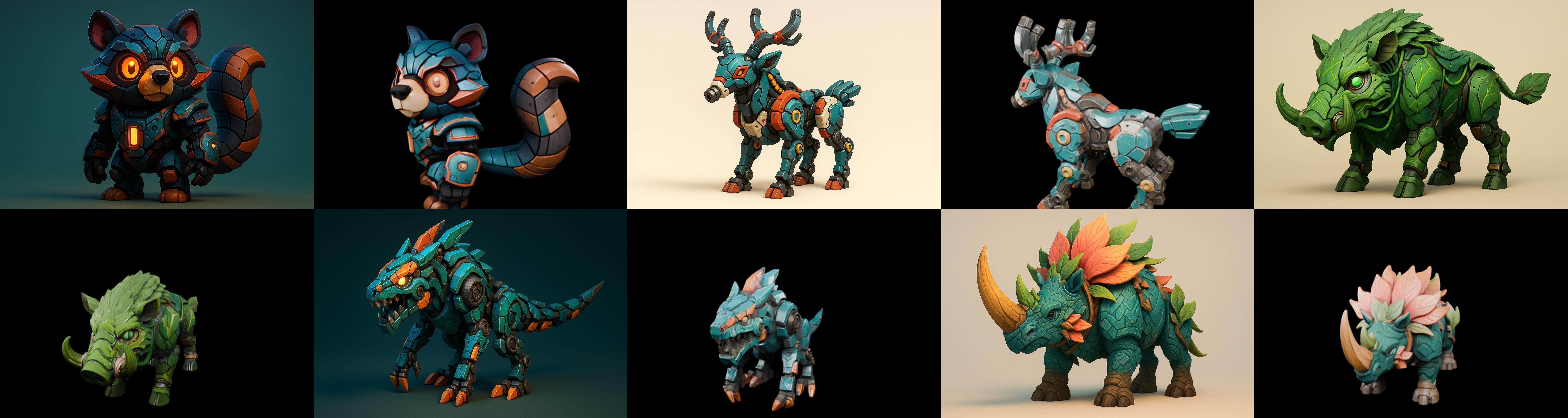 Armored Beast bundle 11 pack 100 glb Low-poly 3D model_5