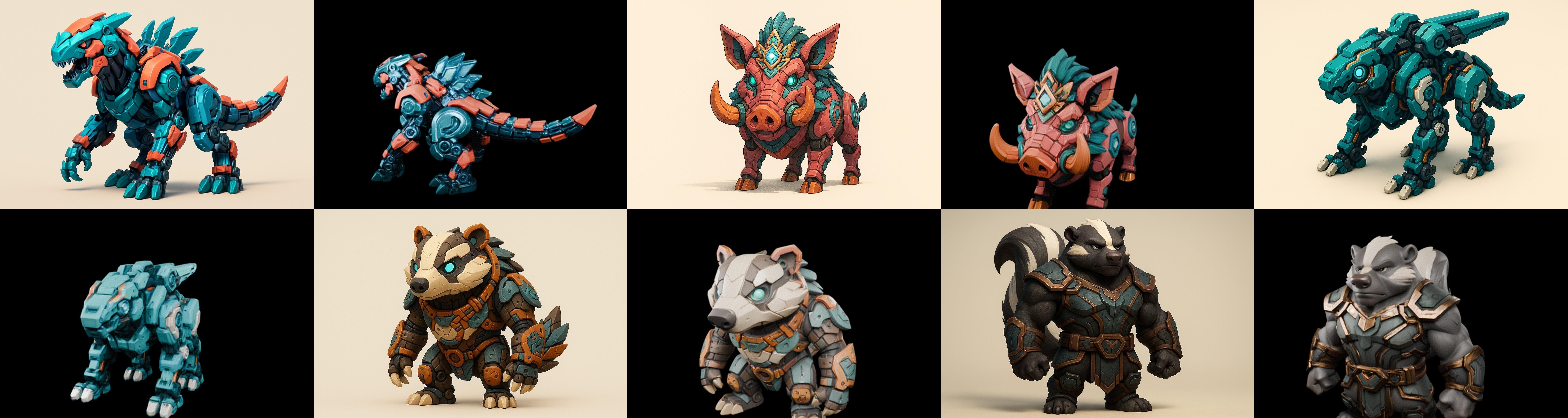 Armored Beast bundle 11 pack 100 glb Low-poly 3D model_19