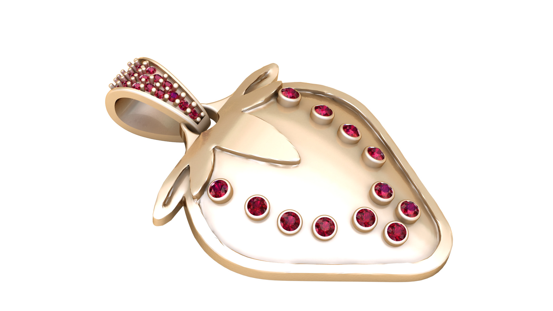 strawberry gold pendant 3D printable model       3D print model_3