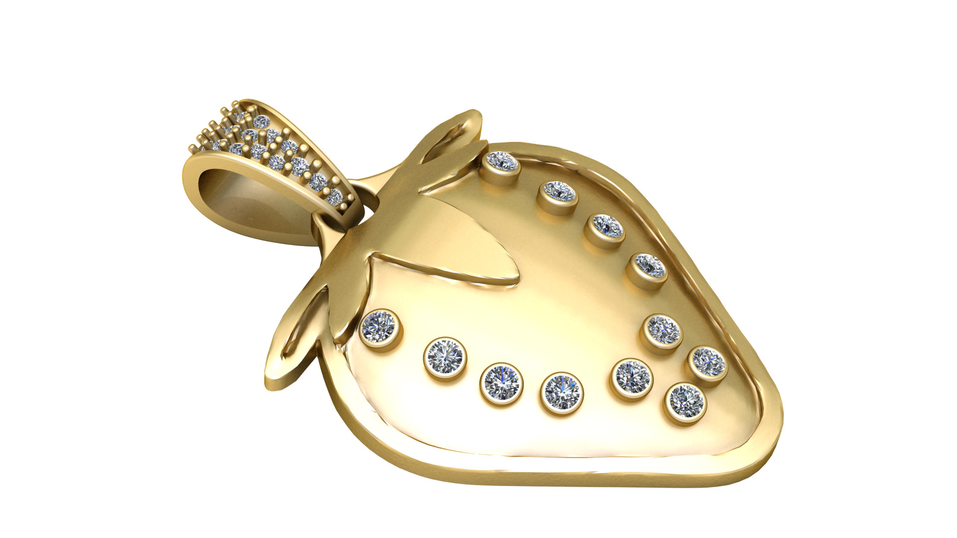 strawberry gold pendant 3D printable model       3D print model_2