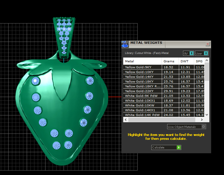 strawberry gold pendant 3D printable model       3D print model_8