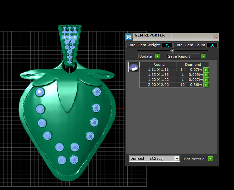 strawberry gold pendant 3D printable model       3D print model_6