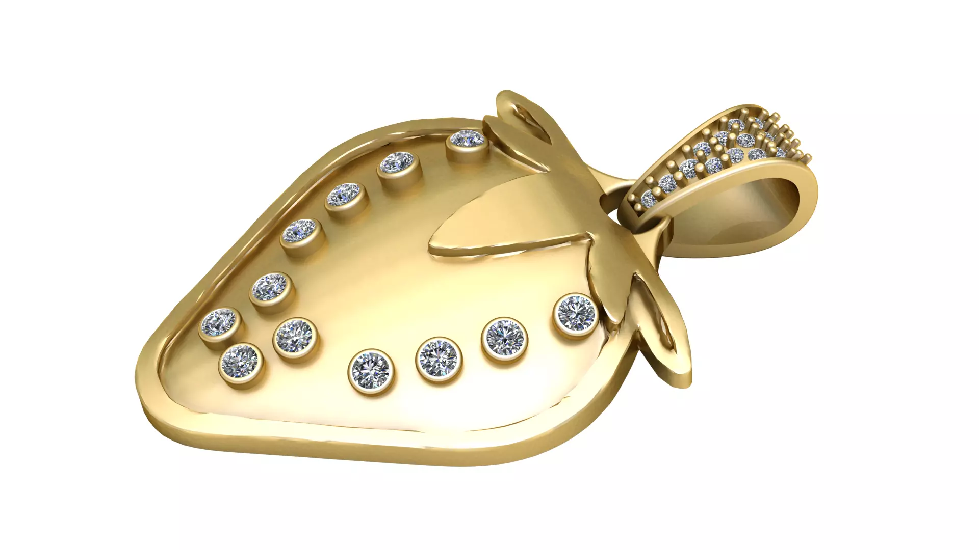 strawberry gold pendant 3D printable model       3D print model_0
